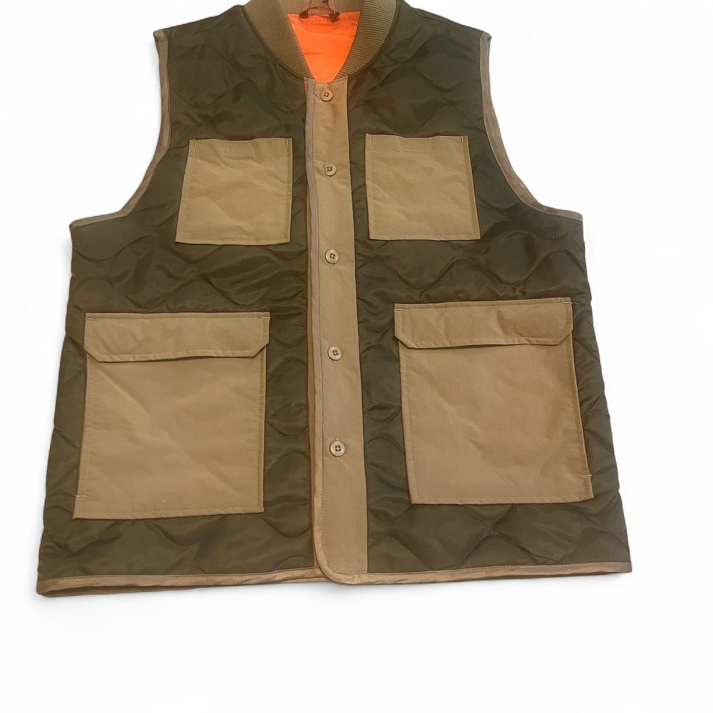 Lckr green and orange khaki vest Outdoor Hunting Streetwear